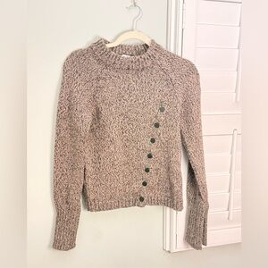 Zara Marled Knit Sweater Button Detail Bell Sleeve Medium